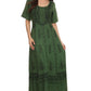 Sakkas Dannee Adjustable Cap Sleeve Caftan Long Embroidered Stonewashed Dress