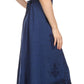 Sakkas Dannee Adjustable Cap Sleeve Caftan Long Embroidered Stonewashed Dress