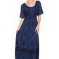 Sakkas Dannee Adjustable Cap Sleeve Caftan Long Embroidered Stonewashed Dress