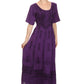 Sakkas Dannee Adjustable Cap Sleeve Caftan Long Embroidered Stonewashed Dress