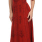 Sakkas Dannee Adjustable Cap Sleeve Caftan Long Embroidered Stonewashed Dress