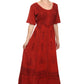 Sakkas Dannee Adjustable Cap Sleeve Caftan Long Embroidered Stonewashed Dress