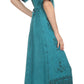 Sakkas Dannee Adjustable Cap Sleeve Caftan Long Embroidered Stonewashed Dress