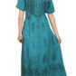 Sakkas Dannee Adjustable Cap Sleeve Caftan Long Embroidered Stonewashed Dress