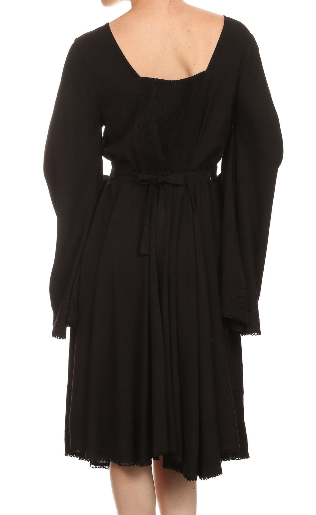 Vestido bohemio Sakkas Addyson de manga larga con cuello caído y bordados