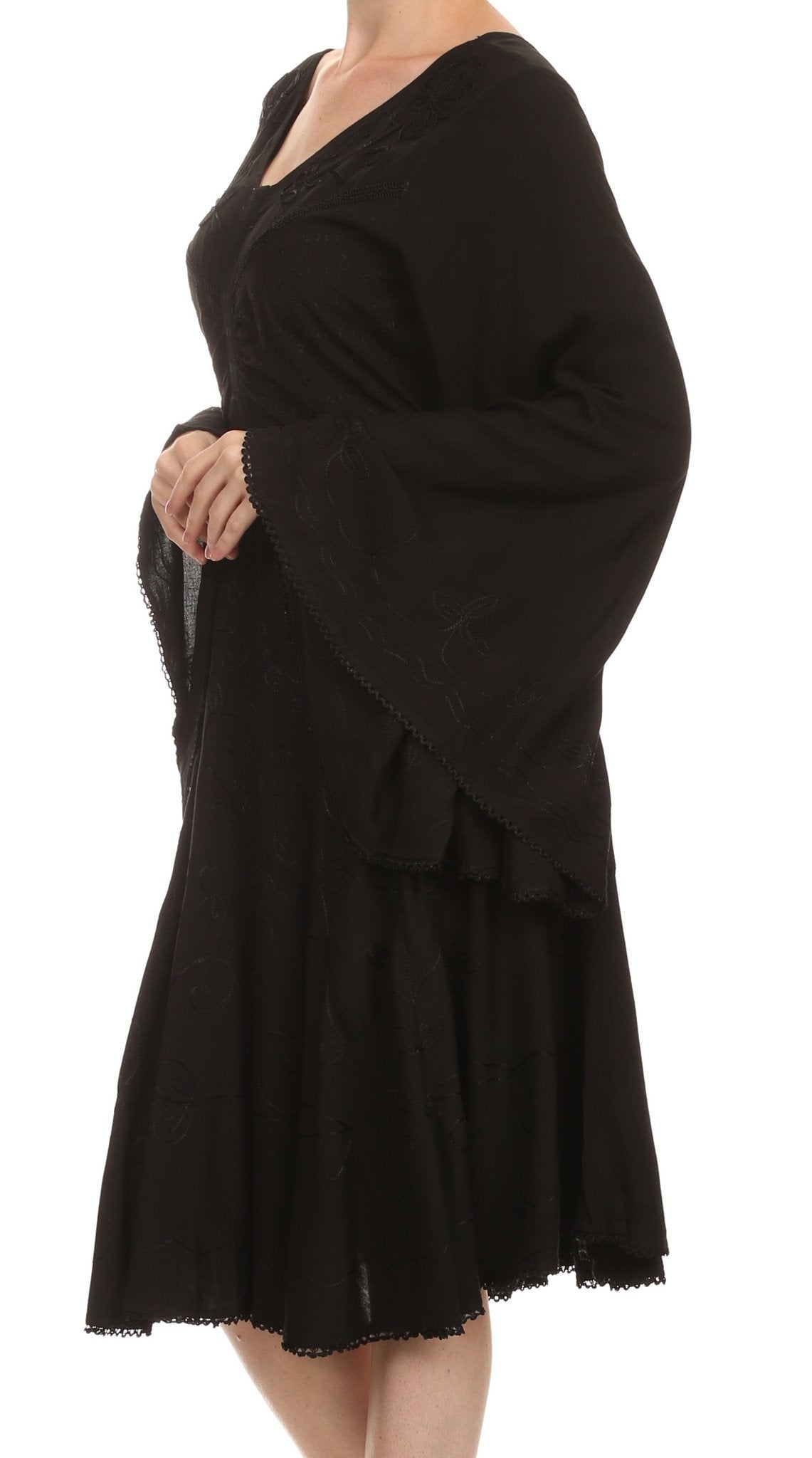 Vestido bohemio Sakkas Addyson de manga larga con cuello caído y bordados