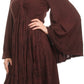 Vestido bohemio Sakkas Addyson de manga larga con cuello caído y bordados
