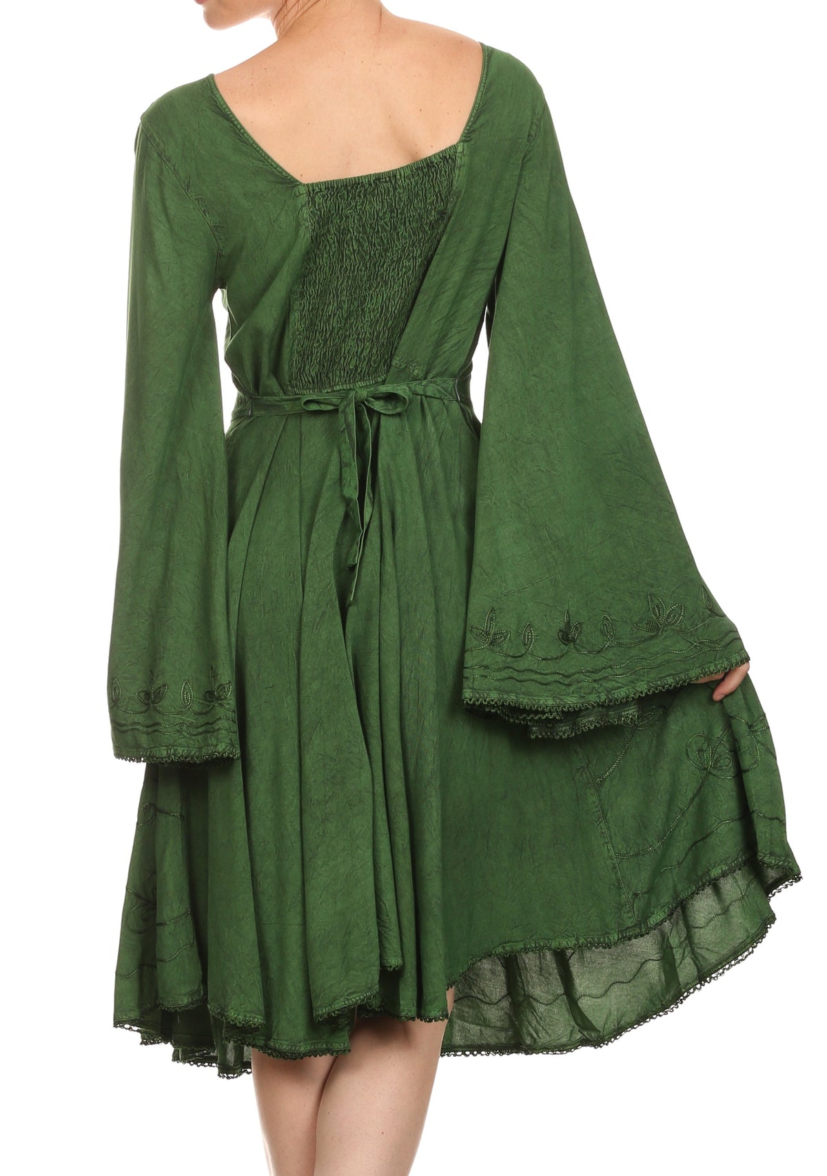 Vestido bohemio Sakkas Addyson de manga larga con cuello caído y bordados