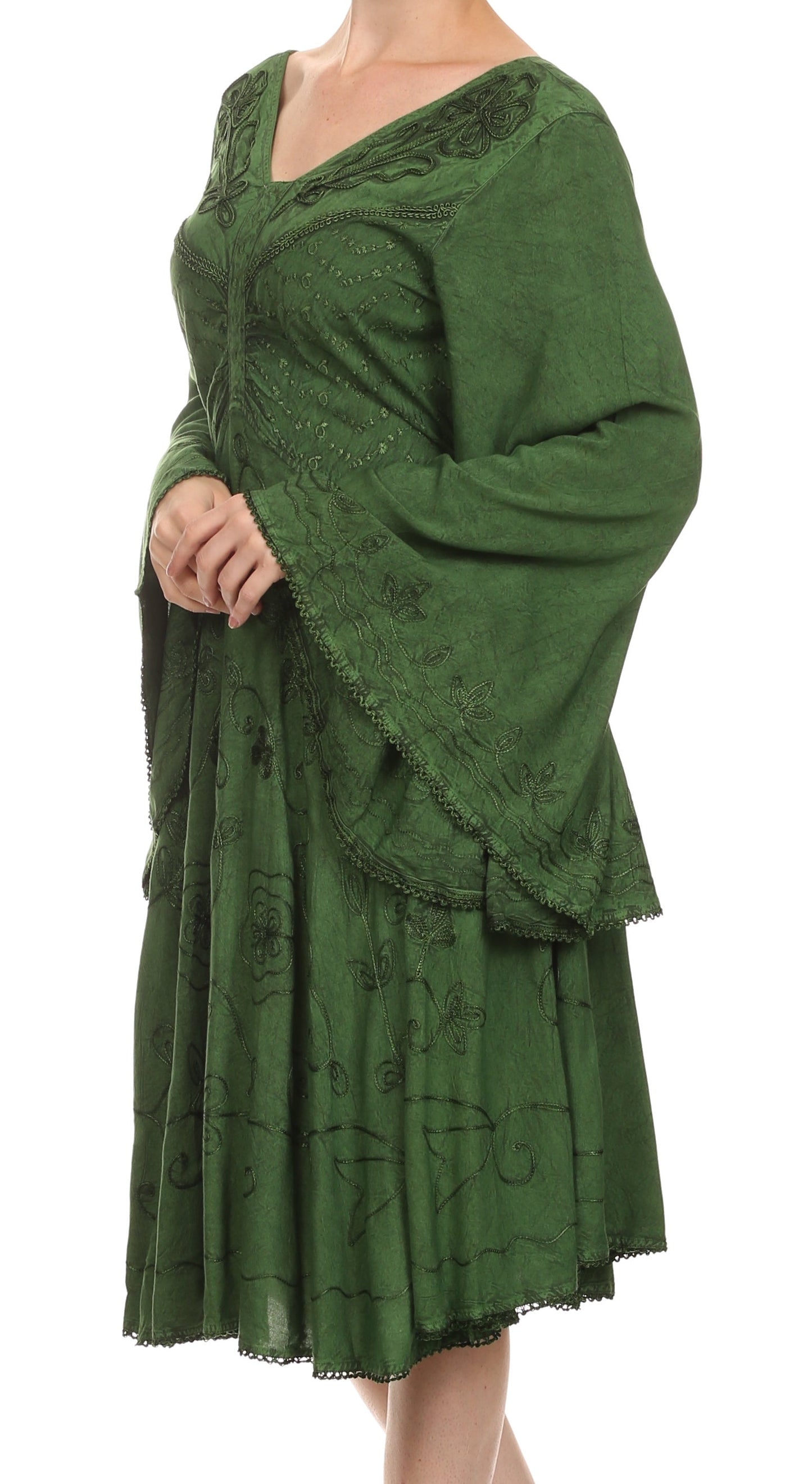Vestido bohemio Sakkas Addyson de manga larga con cuello caído y bordados