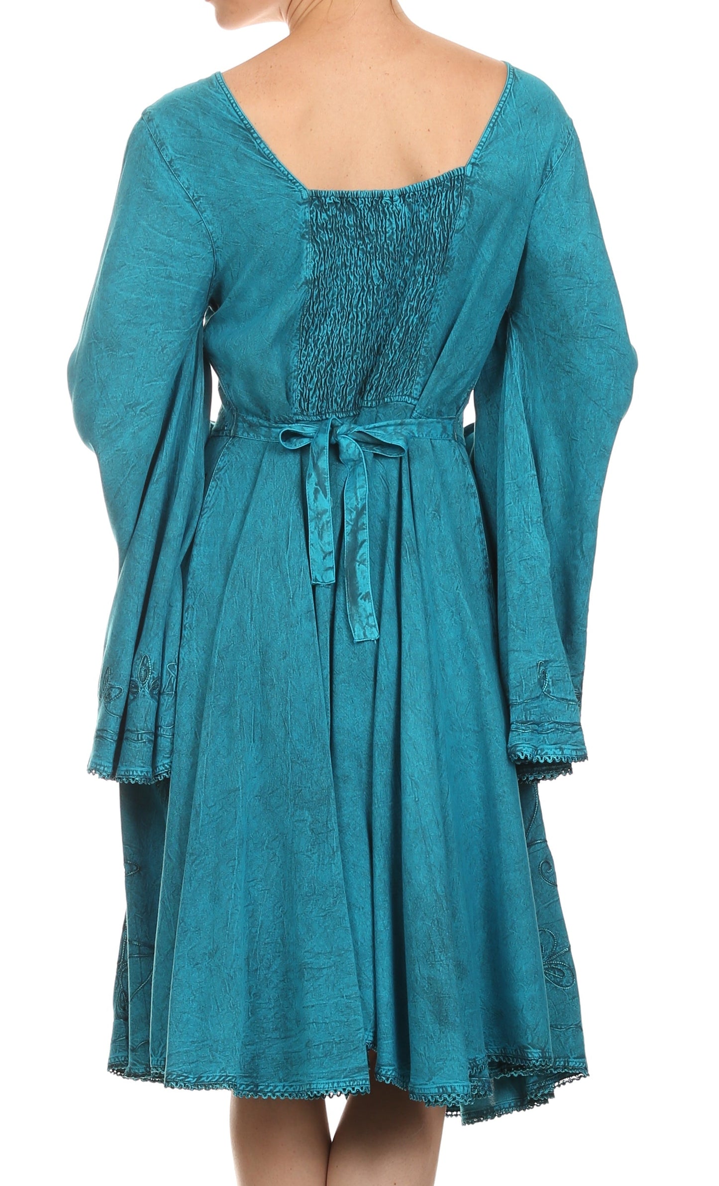 Vestido bohemio Sakkas Addyson de manga larga con cuello caído y bordados