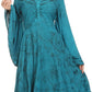 Vestido bohemio Sakkas Addyson de manga larga con cuello caído y bordados