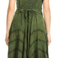 Sakkas Mila Long Corset Embroidered Cap Sleeve Dress With Adjustable Waist