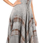 Sakkas Mila Long Corset Embroidered Cap Sleeve Dress With Adjustable Waist