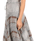Sakkas Mila Long Corset Embroidered Cap Sleeve Dress With Adjustable Waist