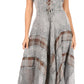 Sakkas Mila Long Corset Embroidered Cap Sleeve Dress With Adjustable Waist