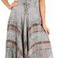 Sakkas Mila Long Corset Embroidered Cap Sleeve Dress With Adjustable Waist