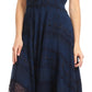 Sakkas Mila Long Corset Embroidered Cap Sleeve Dress With Adjustable Waist