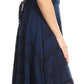 Sakkas Mila Long Corset Embroidered Cap Sleeve Dress With Adjustable Waist