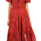 Sakkas Mila Long Corset Embroidered Cap Sleeve Dress With Adjustable Waist