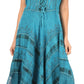 Sakkas Mila Long Corset Embroidered Cap Sleeve Dress With Adjustable Waist