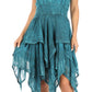Sakkas Samsa Women's Sleeveless Casual Boho Flared Pixi Stonewashed Midi Dress