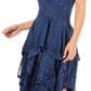 Sakkas Samsa Women's Sleeveless Casual Boho Flared Pixi Stonewashed Midi Dress