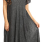 Sakkas Lila Freckled Dyed Cap Sleeve Scoopneck Long Caftan Dress / Cover Up