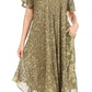 Sakkas Lila Freckled Dyed Cap Sleeve Scoopneck Long Caftan Dress / Cover Up
