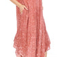 Sakkas Lila Freckled Dyed Cap Sleeve Scoopneck Long Caftan Dress / Cover Up