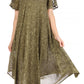 Sakkas Lila Freckled Dyed Cap Sleeve Scoopneck Long Caftan Dress / Cover Up