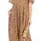 Sakkas Lila Freckled Dyed Cap Sleeve Scoopneck Long Caftan Dress / Cover Up