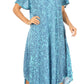Sakkas Lila Freckled Dyed Cap Sleeve Scoopneck Long Caftan Dress / Cover Up