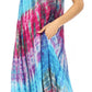 Sakkas Nora Sleeveless Embroidered Short Tie Dye Caftan Dress / Cover Up
