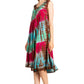 Sakkas Nora Sleeveless Embroidered Short Tie Dye Caftan Dress / Cover Up