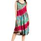Sakkas Nora Sleeveless Embroidered Short Tie Dye Caftan Dress / Cover Up