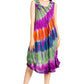 Sakkas Nora Sleeveless Embroidered Short Tie Dye Caftan Dress / Cover Up