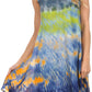 Sakkas Nora Sleeveless Embroidered Short Tie Dye Caftan Dress / Cover Up