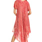 Sakkas  Bree Long Embroidered Cap Sleeve Marbled Dress