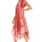 Sakkas  Bree Long Embroidered Cap Sleeve Marbled Dress