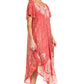 Sakkas  Bree Long Embroidered Cap Sleeve Marbled Dress