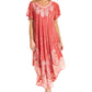Sakkas  Bree Long Embroidered Cap Sleeve Marbled Dress