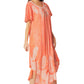 Sakkas  Bree Long Embroidered Cap Sleeve Marbled Dress