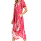 Sakkas  Bree Long Embroidered Cap Sleeve Marbled Dress