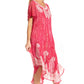 Sakkas  Bree Long Embroidered Cap Sleeve Marbled Dress