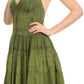 Sakkas Laye Short Adjustable Halter Top Embroidered Floral Batik Circle Dress