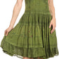 Sakkas Laye Short Adjustable Halter Top Embroidered Floral Batik Circle Dress