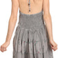Sakkas Laye Short Adjustable Halter Top Embroidered Floral Batik Circle Dress