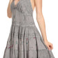 Sakkas Laye Short Adjustable Halter Top Embroidered Floral Batik Circle Dress