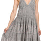 Sakkas Laye Short Adjustable Halter Top Embroidered Floral Batik Circle Dress