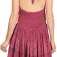 Sakkas Laye Short Adjustable Halter Top Embroidered Floral Batik Circle Dress